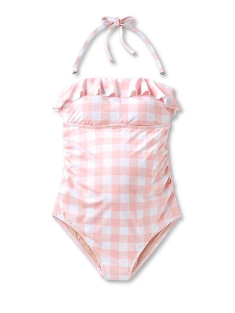 Isabel Maternity Pink Gingham Ruffle One-Piece Swimsuit
